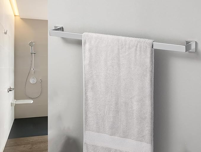 32 Inch Towel Bar for Bathrooms 12/16/20/24/28/32/36 Inch Stainless Steel 304 Brushed Nickel Towel Holder Modern Square Towel Rod Rustproof Wall Mount (1, Brushed Nickel, 32 Inch)