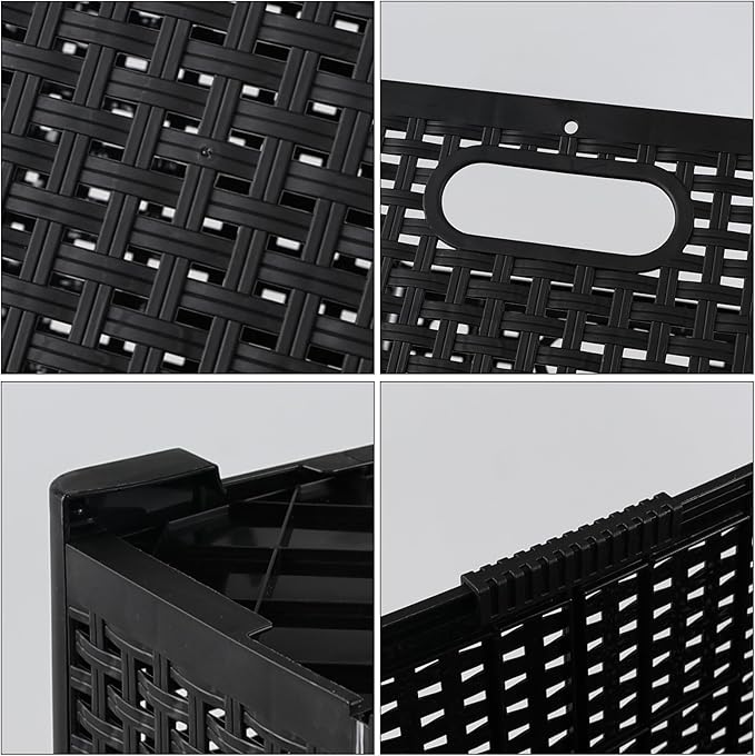 40 L Collapsible Plastic Clothes Laundry Basket Hamper, Tall Foldable Laundry Basket, Black