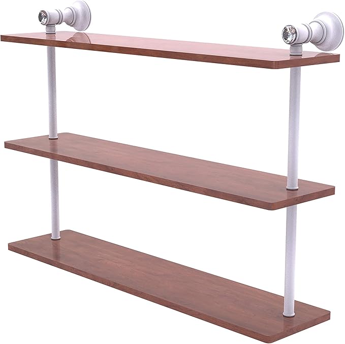 Allied Brass CC-5-22-IRW Carolina Crystal Collection 22 Inch Triple Wood Shelf, Matte White