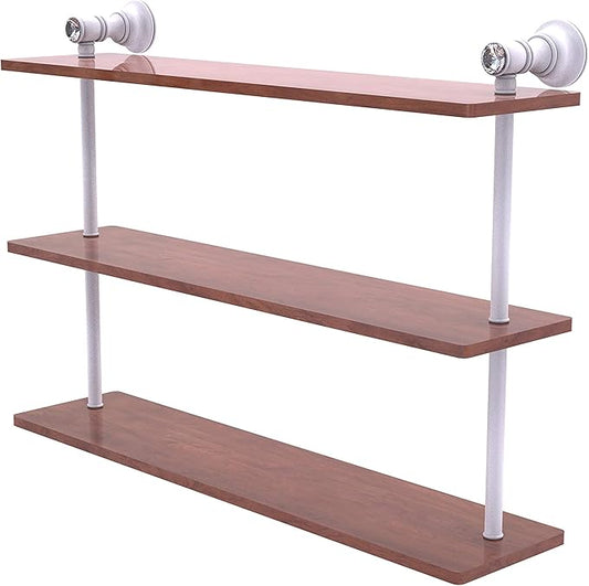 Allied Brass CC-5-22-IRW Carolina Crystal Collection 22 Inch Triple Wood Shelf, Matte White