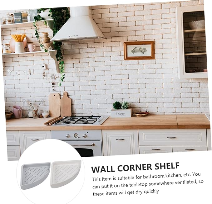 LALAFINA 2pcs Triangular Bathroom Corner Storage Racks Punch Wall Shelf for Toiletries and Drainage Design Grey for Efficient Organization Bathrooms and Kitchens