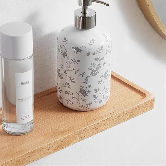 Bathroom Shelf, Floating Wood Shelf with Concave, No-Drill Beech Wood Shelf for Wall Storage, Wall Mounted Wooden Display Shelf for Kitchen, Bathroom, Living Room ,Wall Shelves for Bathroom(Black,50cm