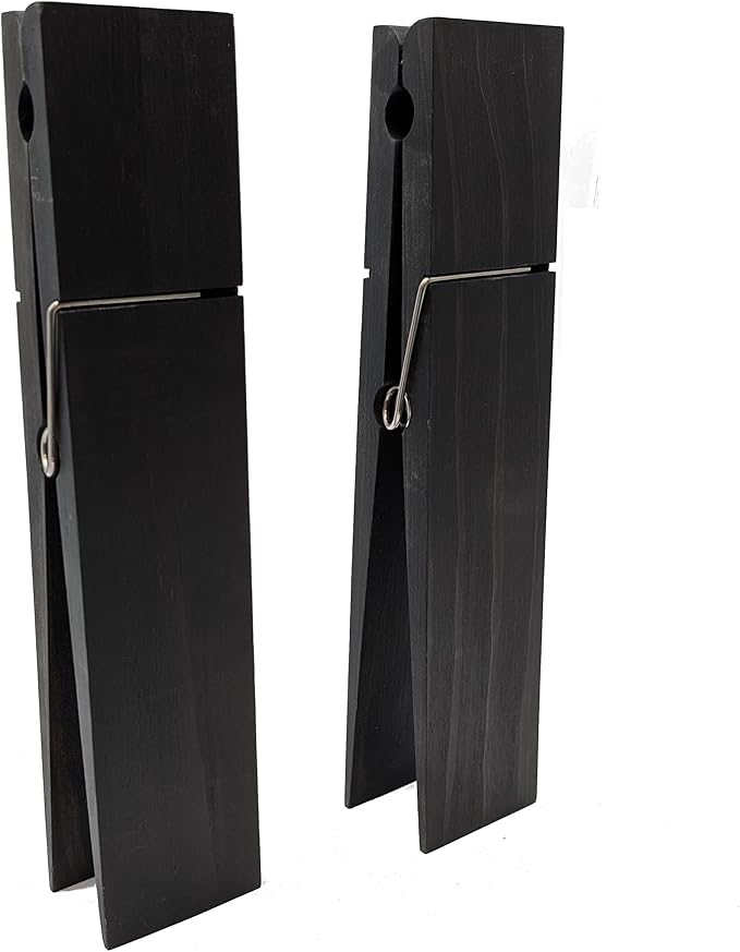 Giant Clothespin Bathroom Towel Holder | Huge 12” Clothes pin | Farmhouse Bathroom décor | Laundry Room or Nursery décor | Towel Rack or Hook | Bathroom Accessories wall décor (2 Ebony)