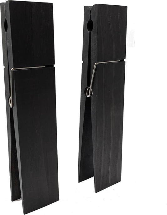 Giant Clothespin Bathroom Towel Holder | Huge 12” Clothes pin | Farmhouse Bathroom décor | Laundry Room or Nursery décor | Towel Rack or Hook | Bathroom Accessories wall décor (2 Ebony)