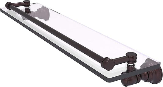 Allied Brass CL-1-22-GAL Carolina Collection 22 Inch Gallery Rail Glass Shelf, Antique Bronze
