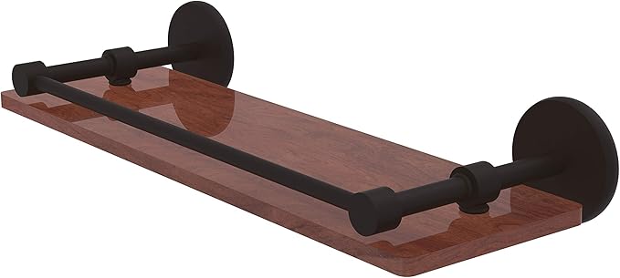 Allied Brass P1000-1-16-GAL-IRW Prestige Skyline Collection 16 Inch Solid IPE Ironwood Gallery Rail Wood Shelf, Oil Rubbed Bronze