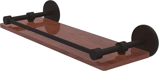 Allied Brass P1000-1-16-GAL-IRW Prestige Skyline Collection 16 Inch Solid IPE Ironwood Gallery Rail Wood Shelf, Oil Rubbed Bronze
