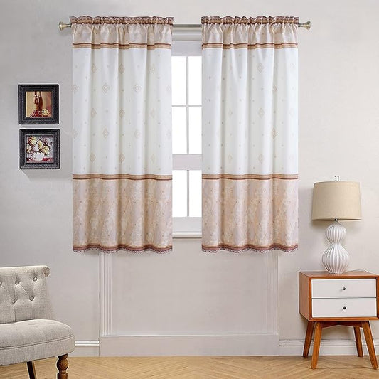 Corinthia Classic Beige Pinted Cream Window Curtain Pair,Modern Ivory 2 Panels Set,Each 42" W x 63" L and Total 84" Wide and 63" Long
