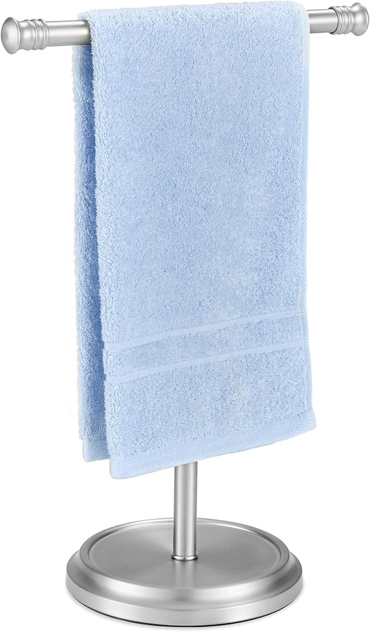 Hand Towel Holder Stand, Free Standing Towel Rack Stand with Stainless Steel Base, Rust-Proof Towel Bar for Bathroom Kitchen Countertop (Brushed Nickel)