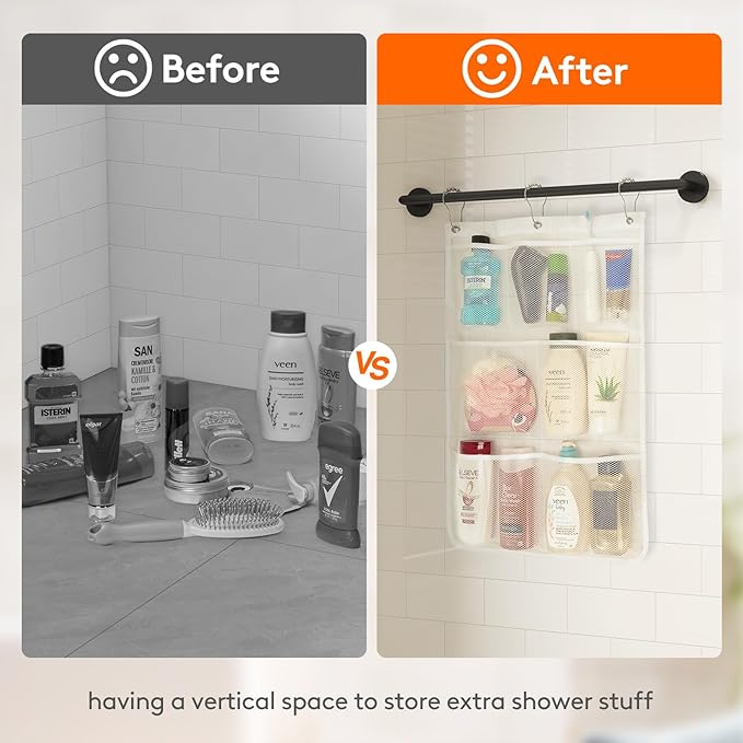 Lifewit Cruise Essentials Shower Caddy Must-Have, 7 Pockets Hanging Bathroom Organizer with Quick-Dry Mesh, Portable Shower Bag to Storage Soap, Shampoo, for RVing, Travel, Camping, White, 1 Pack