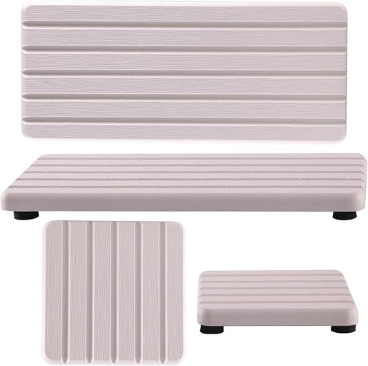 NiuYichee Set of 4 Water Absorbent Diatomite Coasters, Diatomaceous Earth Kitchen Soap Dish, Bathroom Trays, Water Absorbing Stone Used for Hand Soaps & Plants & Toiletries in The Modern Home