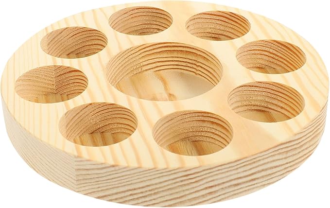 STAHAD Box Essential Oil Display Stand Small Bottle Tray Wooden Nail Polish Organizer Display Shelf Essential Oil Bottles Holder Nail Oil Holder Round Bottle Pine Pure Solid Wood Storage