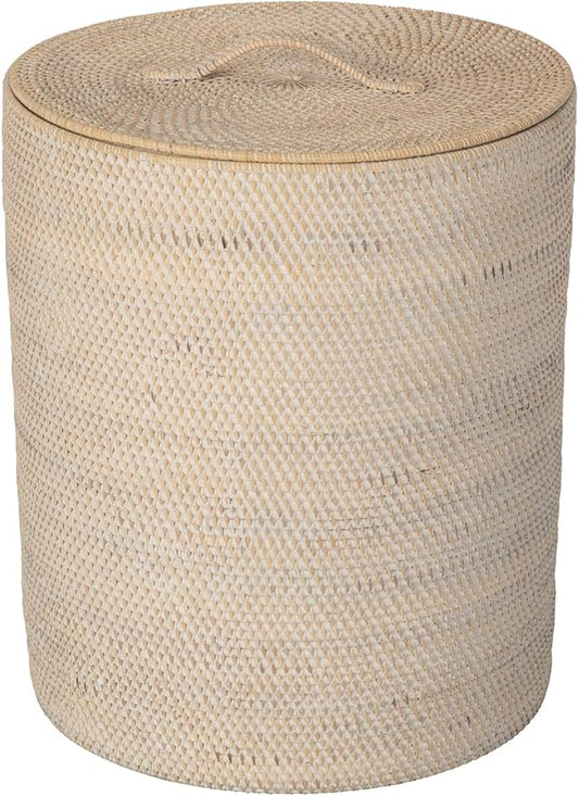 KOUBOO Loma Round Rattan Hamper Laundry Basket with Lid Removable, Natural Decor Style, Wicker Basket for Clothes Storage, Wicker Laundry Hamper