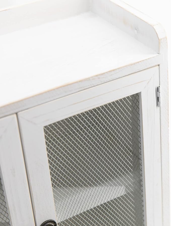 COLLECTIVE HOME - 2 Tiered Storage Cabinet, Countertop Cabinet, Wood Organizer for Kitchen Living Room Bedroom Bathroom Office with Magnetic Door, 15.75 x 14.5 x 6.5, White, 02