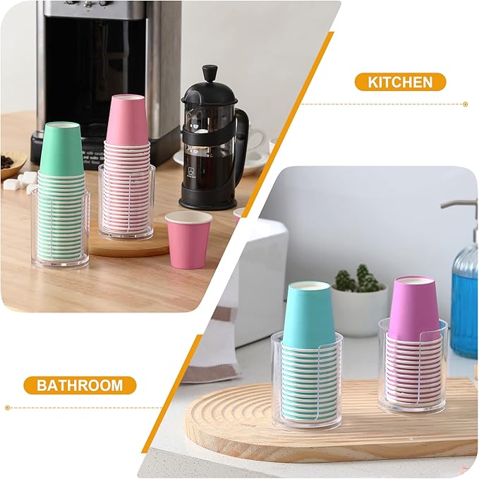AOZITA Bathroom Cup Dispenser, 2 Pack Mouthwash Cups Holder, Small Disposable Paper Cup Holders For Rinsing Cups On Bathroom Vanity Countertops