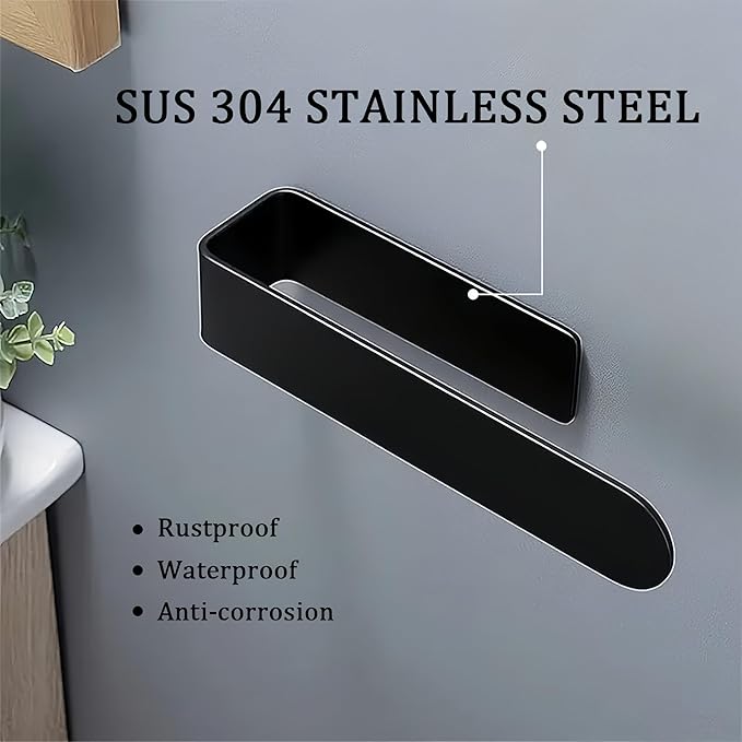 SEIDO Hand Towel Holder, Heavy Duty Self Adhesive Towel Bar ?€? No Drill Stick on Wall, SUS 304 Stainless Steel Towel Rack for Small Bathroom, Kitchen, RV, Matte Black