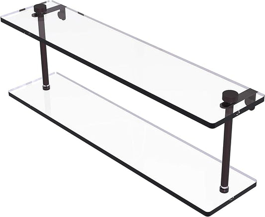 Allied Brass NS-2/22 22 Inch Two Tiered Glass Shelf, Antique Bronze