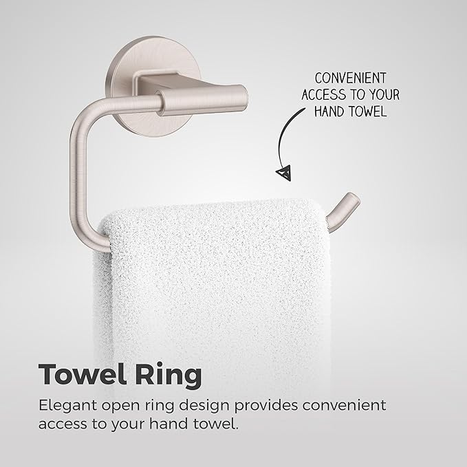Pfister Capistrano Towel Ring, Hand Towel Holder for Bathroom, Wall-Mounted, Screw-in, Spot Defense Brushed Nickel Finish, BRBCSO0GS