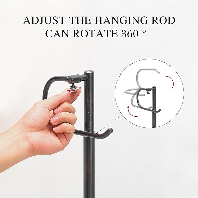 Hand Towel Holder Stand for Bathroom Countertop, Standing Towel Rack with Non-Slip Base, Stainless Steel Adjustable Towel Bar 16.5-26 Inch for Kitchen Vanity (Oil Rubbed Bronze)
