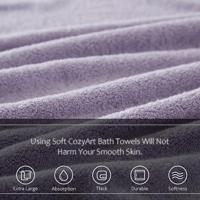 COZYART Lavender Hand Towels for Bathroom 4 Pcs, 13x30 Cotton Guest Hands Towel Set Super Soft Absorbent Durable 650 GSM for Daily Use