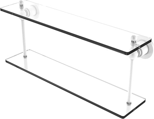 Allied Brass AP-2/22 Astor Place Collection 22 Inch Two Tiered Glass Shelf, Matte White