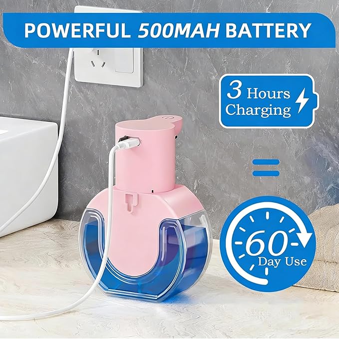 Automatic Soap Dispenser Touchless,Liquid Soap Dispenser USB Rechargeable,15oz/420ml Hand Soap Dispenser,4-Level Adjustable,Wall Mounted/Countertop Soap Dispenser for Bathroom Kitchen Dish Soap
