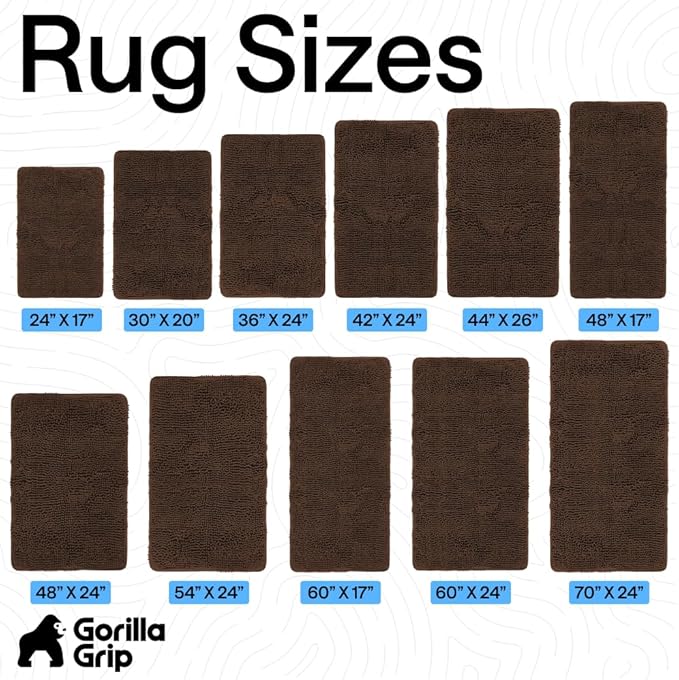 GORILLA GRIP Bath Rug Mat 30x20, Thick Soft Absorbent Chenille, Quick Dry Microfiber Mats, Rubber Backing Washable Shower Floor Rugs, US Designed Bathroom Bathmat Home Decor Accessories, Brown