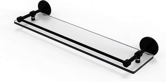Allied Brass P1000-1/22-GAL-BKM 22 Inch Tempered Gallery Rail Glass Shelf, Matte Black