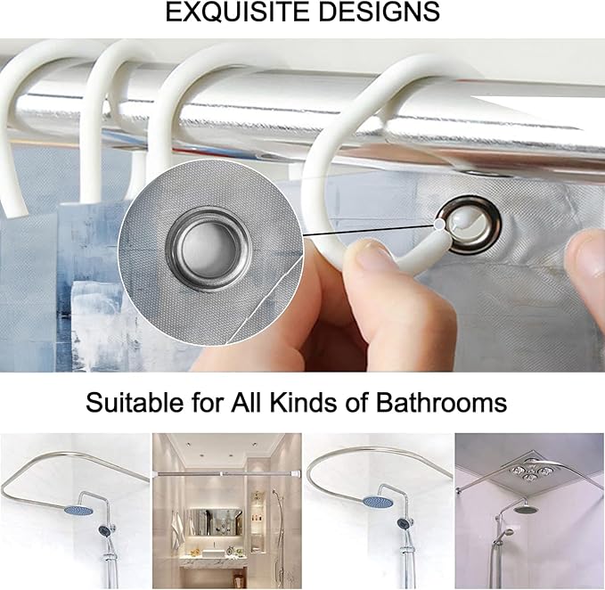 Lnond 4Pcs Bathroom Shower Curtain Sets with Rugs,Blue Grey Watercolor Painting Art Bathroom Sets with Shower Curtain and Rugs and Accessories