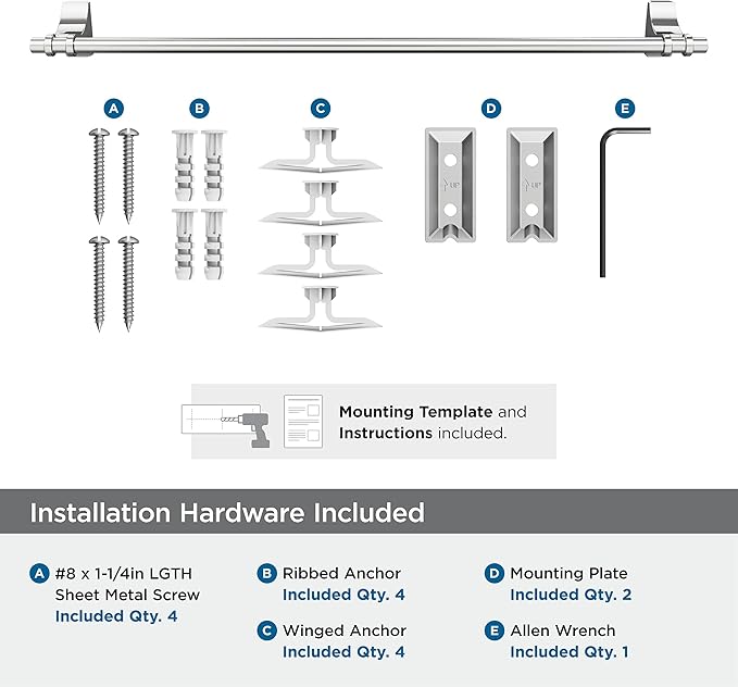 Amerock BH3605426 | Chrome Towel Bar | 24 in (610 mm) Towel Rack | Davenport | Bathroom Towel Holder | Bathroom Hardware | Bath Accessories
