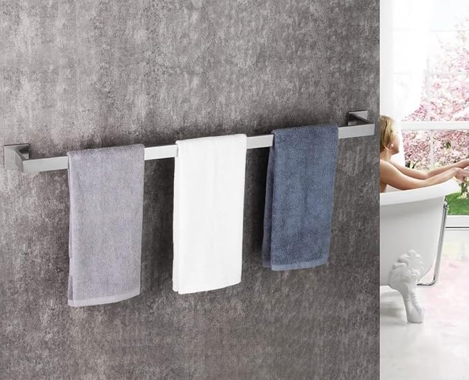 36 Inch Towel Bar 2 Pack for Bathrooms 12/16/20/24/28/32/36 Inch Stainless Steel 304 Brushed Nickel Towel Holder Modern Square Towel Rod Rustproof Wall Mount (2, Brushed Nickel, 36 Inch)