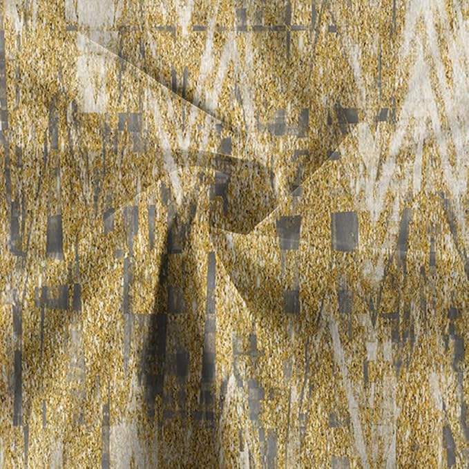 JAWO Gold Shower Curtains for Bathroom, Golden Yellow Glitter Sparkle Bling Waterproof Fabric Decorative Shower Curtain, Washable Luxury Elegant Fancy Glam Metallic Bath Curtain, 36X72IN