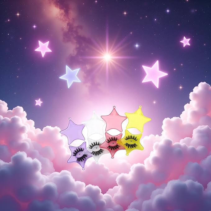 4Pcs 4 Colors Empty Plastic Lash Boxes Star Shape Eyelash Storage Box Travel Case 3D False Eyelashes Packaging Gift Boxes Holder Organizer for Women Girl Eyelash Storage and Packaging False Eyelashes