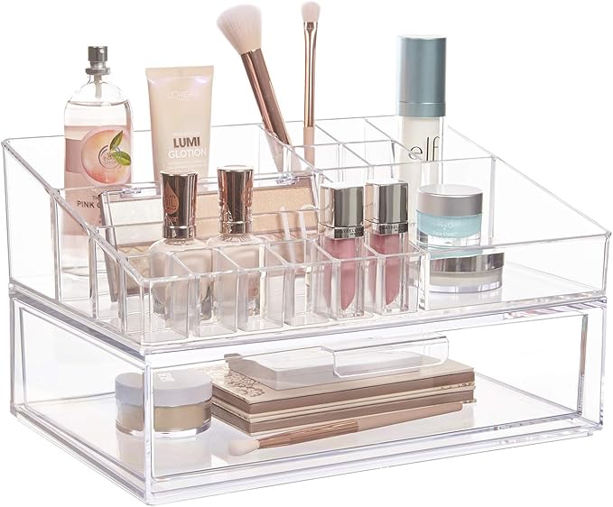 STORi Audrey Makeup Organizer & Drawer Bundle, Holder for Makeup Brushes, Palettes, & Beauty Supplies, Made in USA