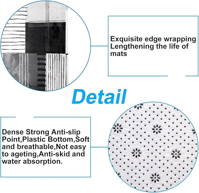 All Smiles Black Shower Curtain Sets with Non-Slip Rugs,Toilet Lid Cover and Bath Mat,White and Gray Bathroom Decor Set Accessories Waterproof Shower Curtains
