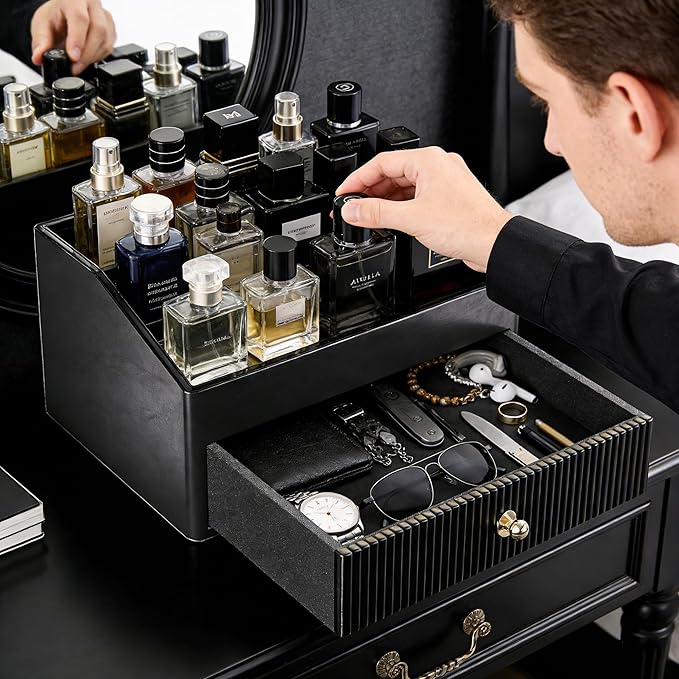 LADSTAG Cologne Organizer for Men,Cologne Stand,Organizador de Perfumes,Estante Para Perfumes,Dresser Organizer Countertop,Mens Bedroom Essentials,Gifts for Men,Mens Valentines Day Gifts