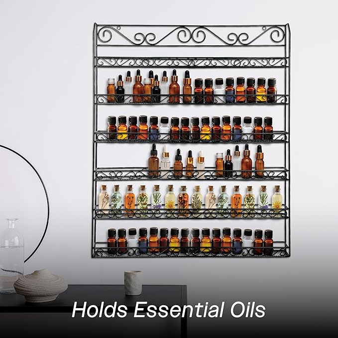 PANA Professional Wall-Mounted BLACK Metal Frame Nail Polish Display Rack Organizer - Holds Up to 100 Bottles - Perfect for Gift Home Salon Office Use