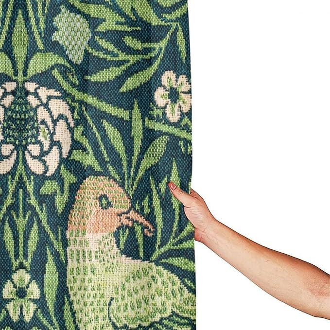 Boho Bird Shower Curtain William Morris Art Print Retro Bird Plant Natural Flower Pattern Print Shower Curtains 72""×84"" Inch, Style-6