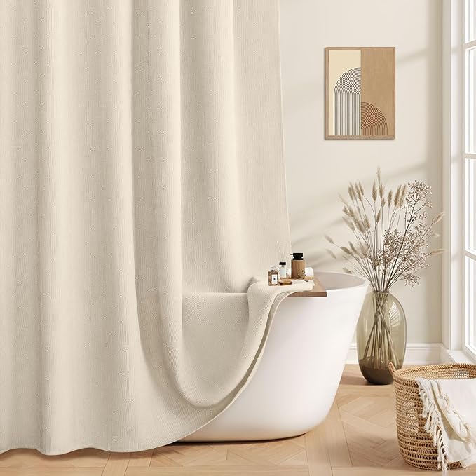 Boho Cotton Shower Curtain Morden Mid Centery Minimalist Shower Curtain,Beige,72 * 78