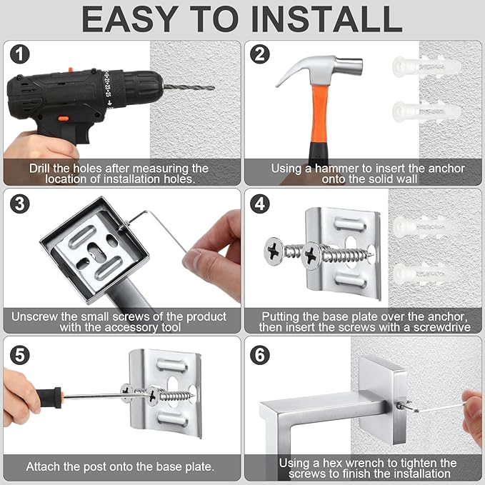 Gisafai 15 Pcs Silver Bathroom Hardware Accessories Set 23.6 Inch Bath Towel Bar Kit Stainless Steel Bathroom Hardware Set Towel Racks Ring Robe Hooks Paper Holder for Wall Mounted