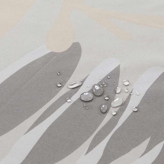 Long Fabric Shower Curtain, Gray and Tan Tropic Botanical Plant Shower Curtains for Bathroom, Modern Decorative Bathroom Curtains, 78“ W x 78” H