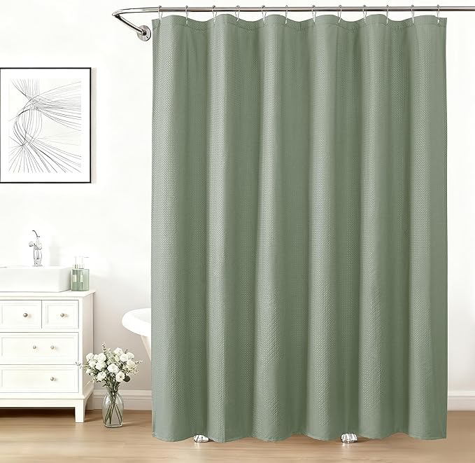 Aiyufeng Sage Green Shower Curtains for Bathroom，Dot Like Embossed Textured Waterproof Fabric Shower Curtain，Hotel Luxury Quality & Soft Cloth，Machine Washable，72Wx78L