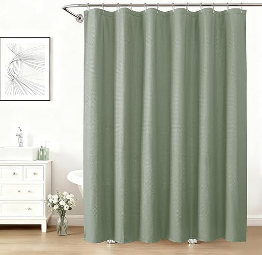 Aiyufeng Sage Green Shower Curtains for Bathroom，Dot Like Embossed Textured Waterproof Fabric Shower Curtain，Hotel Luxury Quality & Soft Cloth，Machine Washable，72Wx78L