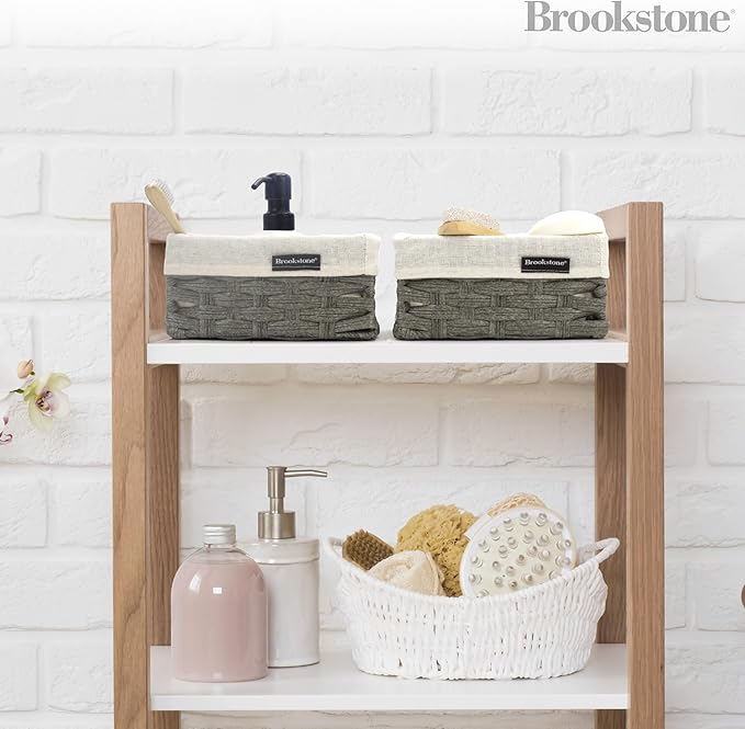 Brookstone Wicker Shelf Storage Basket Decorative Shelf Bin, bathroom organizers and storage, Boho Living Room Decor, Spring Storage 2026-3 Piece Set
