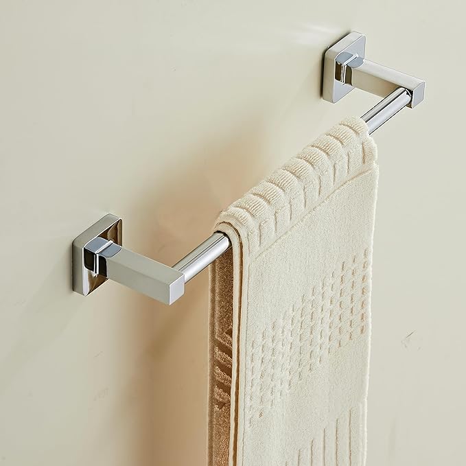 12 Inch Towel Racks for Bathroom Wall Mounted, Chrome Finish Stainless Rack with Towel Bar and Hand Towel Holder, Shower and Bath Towel Rack for Bathroom(Total Length 14-Inch)