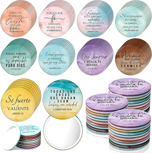 GlikCeil 80 Pcs Christian Compact Mirrors Bulk for Women Inspirational Bible Verse Pocket Mirror Mini Purse Makeup Mirror Christian Church Gift for Mother's Day Mom Church Party Favor (Religious)