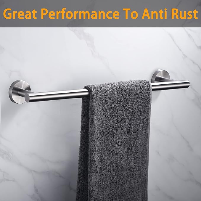 Nolimas Brushed Nickel Bath Towel Bar Single Bars Towel Rack Rod Classic Wall Mounted SUS304 Stainless Steel Toilet Kitchen Bathroom Towel Holder Towel Shelf Single Layer,24 inches-2 Pack