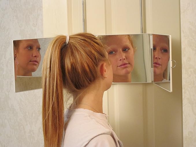 Portable Tri-Fold Mirror Home/Travel (White) 3 Way Mirror Hair, Makeup, Back of Head, Coloring, Styling, Cutting, Gifts for Men/Women