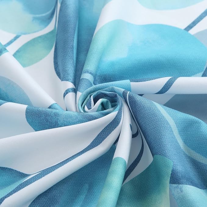 Fabric Shower Curtain 78 Inches Long, Blue Watercolor Eucalyptus Leaves Shower Curtain for Bathroom, 72" W x 78" H