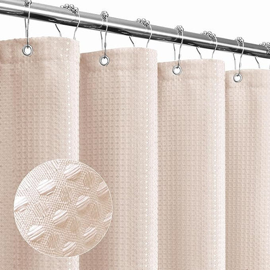 Gibelle Small Stall Shower Curtain 36 x 72, Narrow Half Waffle Weave Textured Fabric Shower Curtain for Bathroom, Water Repellent, Machine Washable, Blush Pink